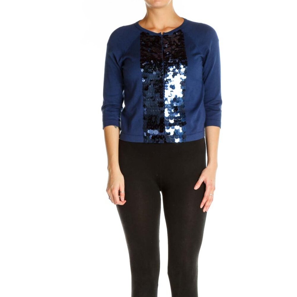 Ann Taylor Blue Sequin Sweater